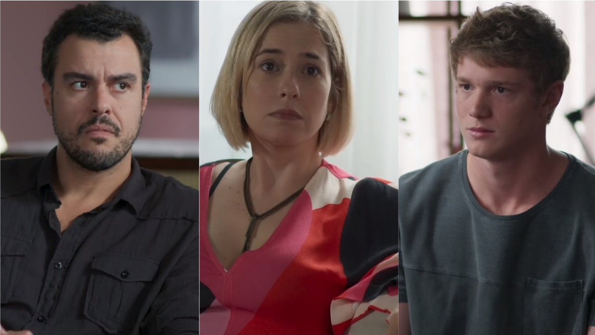 Joaquim (Joaquim Lopes), Lígia (Paloma Duarte) e Filipe (Pedro Novaes) de Malhação - Toda Forma de Amar