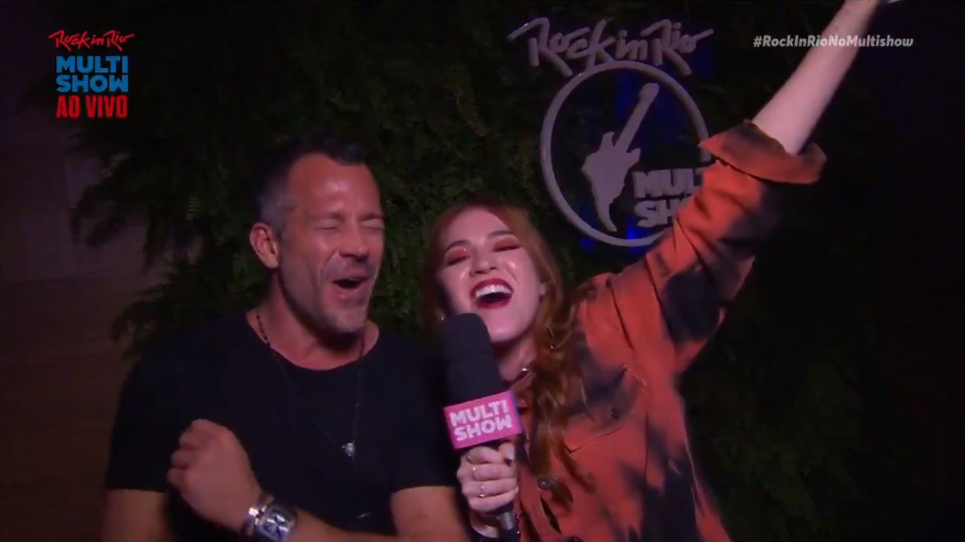 Malvino Salvador e Ana Clara no Multishow durante o Rock in Rio