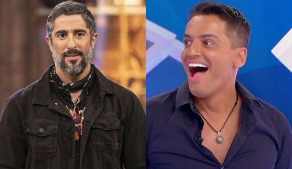 Marcos Mion, apresentador de A Fazenda, e Leo Dias