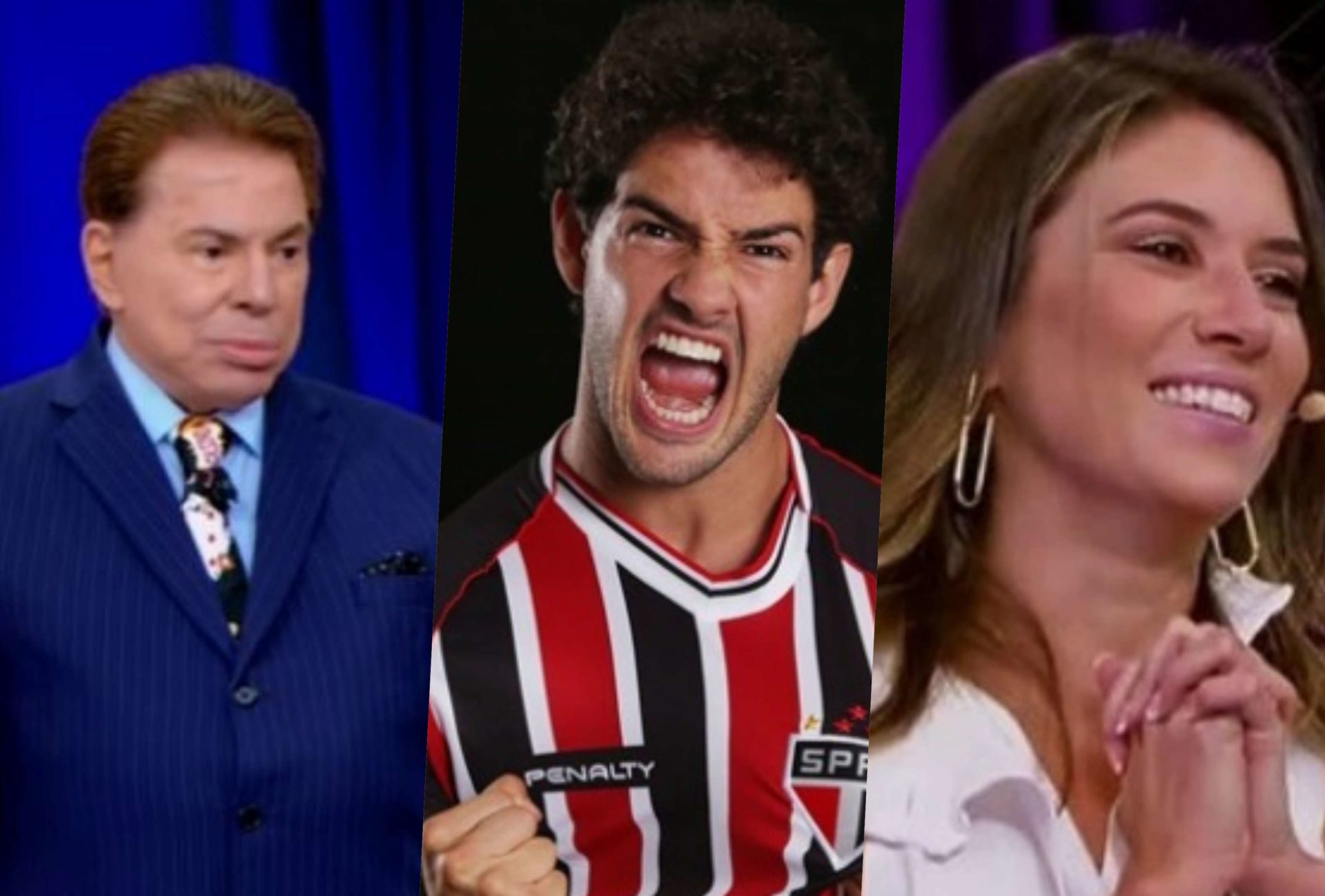 Silvio Santos, Alexandre Pato e Rebeca Abravanel (Reprodução/SBT)