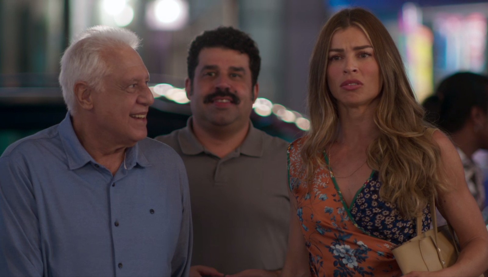 Alberto (Antônio Fagundes), Batista (Marcelo Flores) e Paloma (Grazi Massafera) em Bom Sucesso