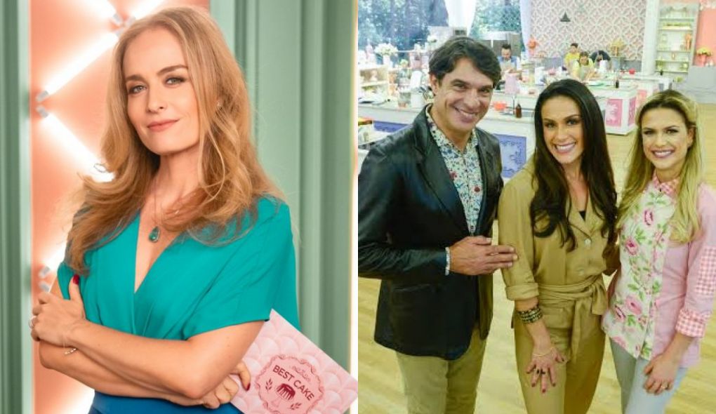 Angélica no Best Cake e apresentadores do Bake Off Brasil