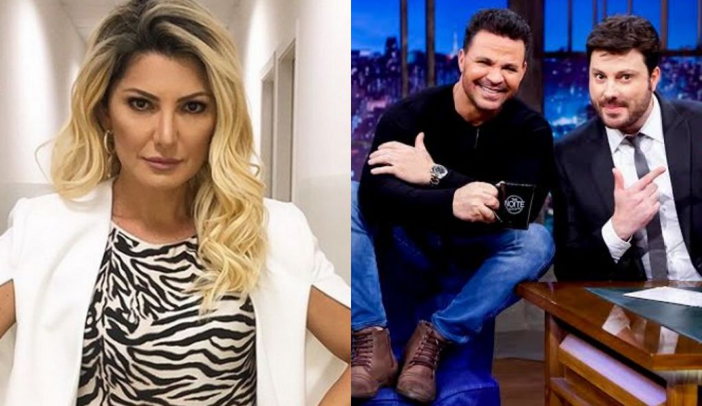 Antonia Fontenelle e Eduardo Costa com Danilo Gentili no The Noite