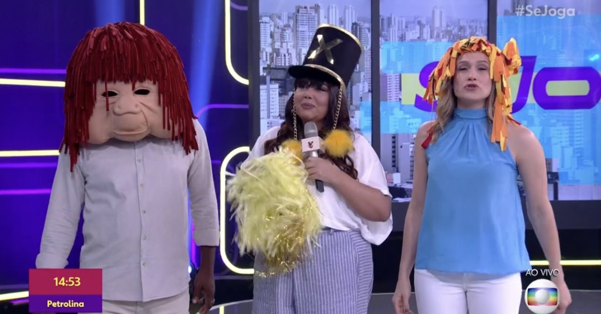 Érico Brás, Fabiana Karla e Fernanda Gentil no Se Joga