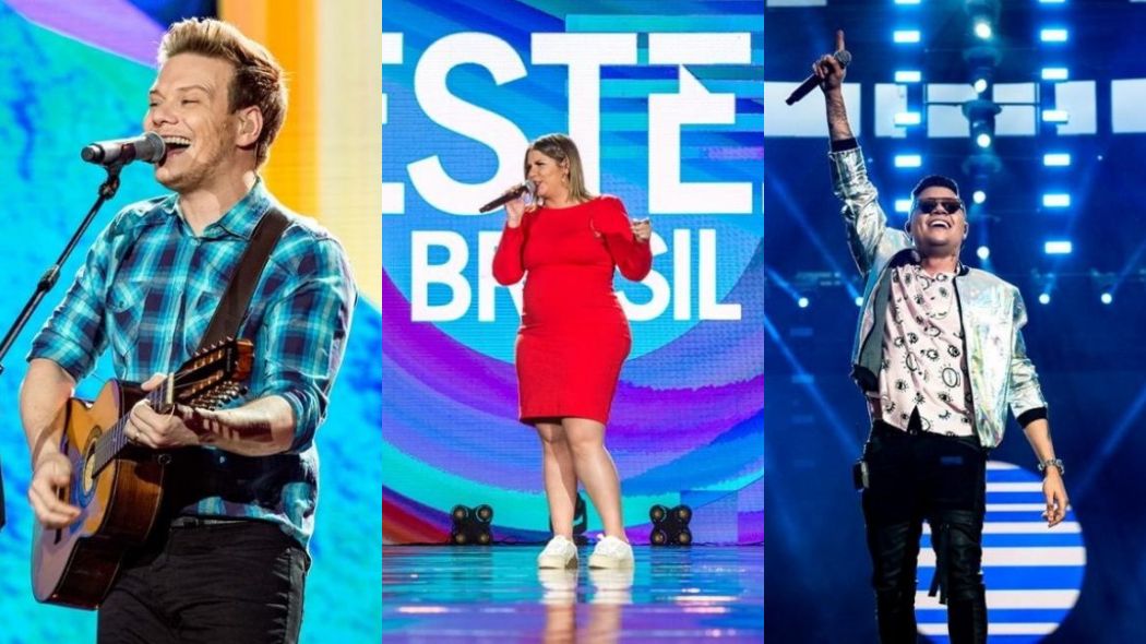Michel Teló, Marília Mendonça e Felipe Araújo no Festeja