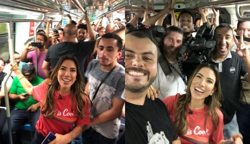 Patrícia Abravanel no metrô de SP