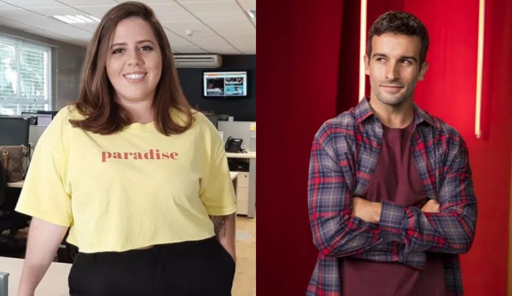 Tati Machado, jornalista do Se Joga, e Bruno Bevan