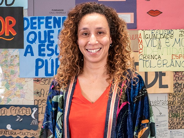 Thalita Carauta em coletiva de imprensa da série Segunda Chamada (Divulgação: TV Globo)