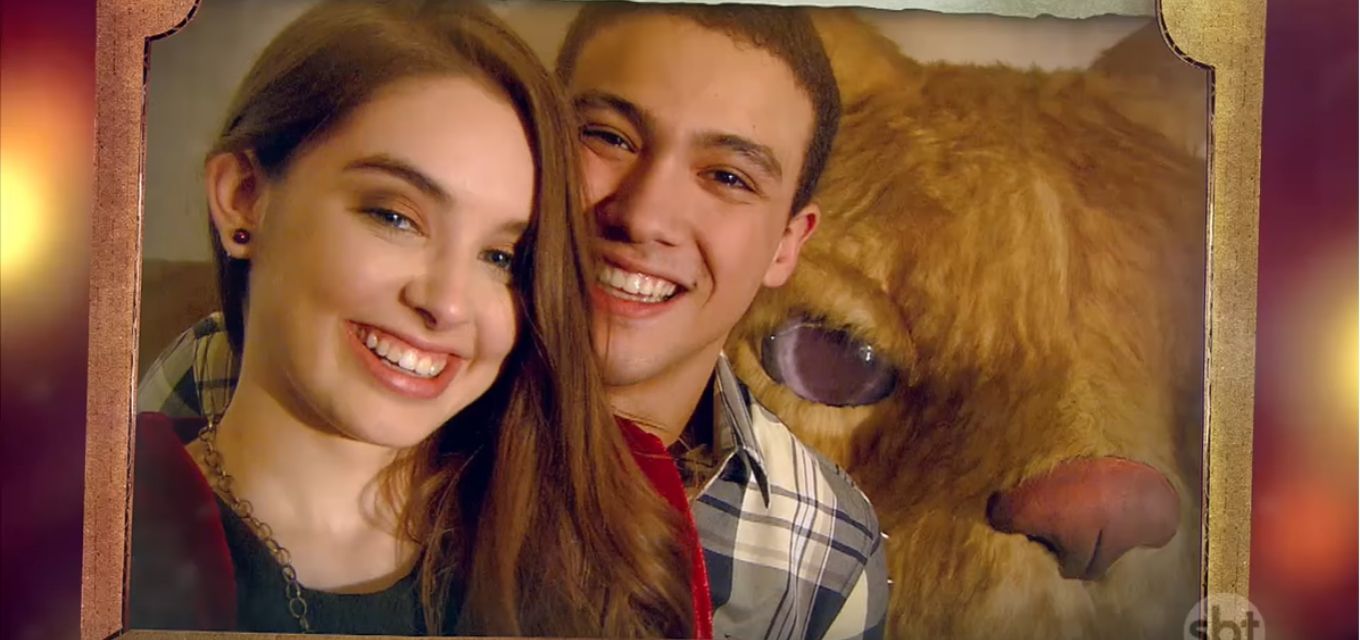 Isabella Moreira e Lawrran Couto como Raquel e Guilherme em As Aventuras de Poliana (Reprodução / SBT)