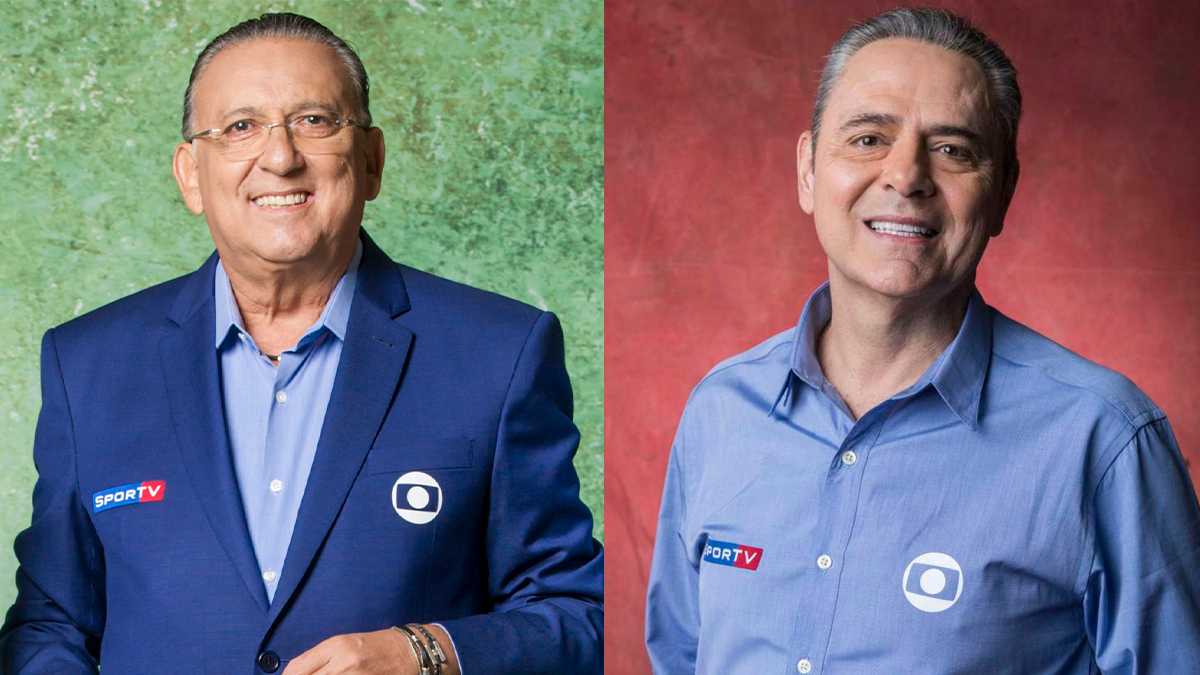 Galvão Bueno e Luís Roberto: Galvão passou mal e teve de ser substituído na final da Libertadores (Divulgação/Globo)