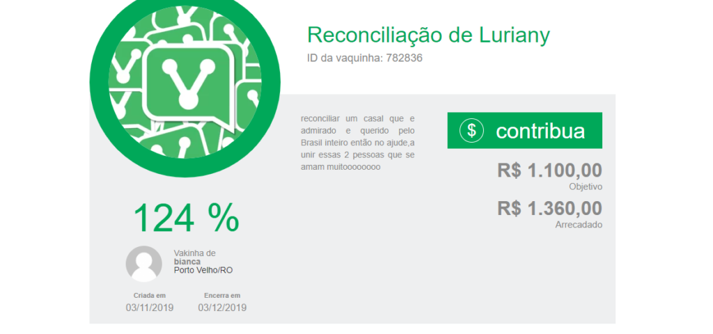 Vaquinha Hariany e Lucas