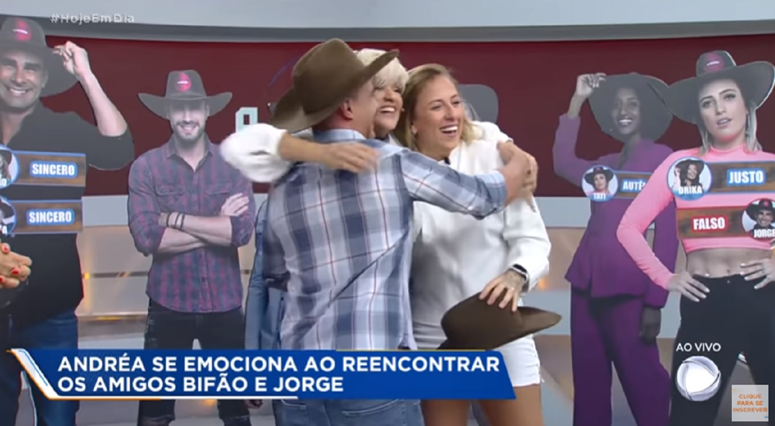Jorge, Andréa e Bifão em participação no programa Hoje em Dia