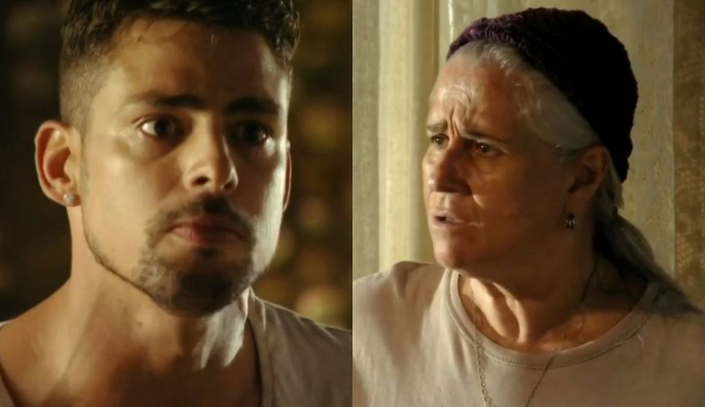 Jorginho (Cauã Reymond) e Mãe Lucinda (Vera Holtz) de A Dona do Pedaço