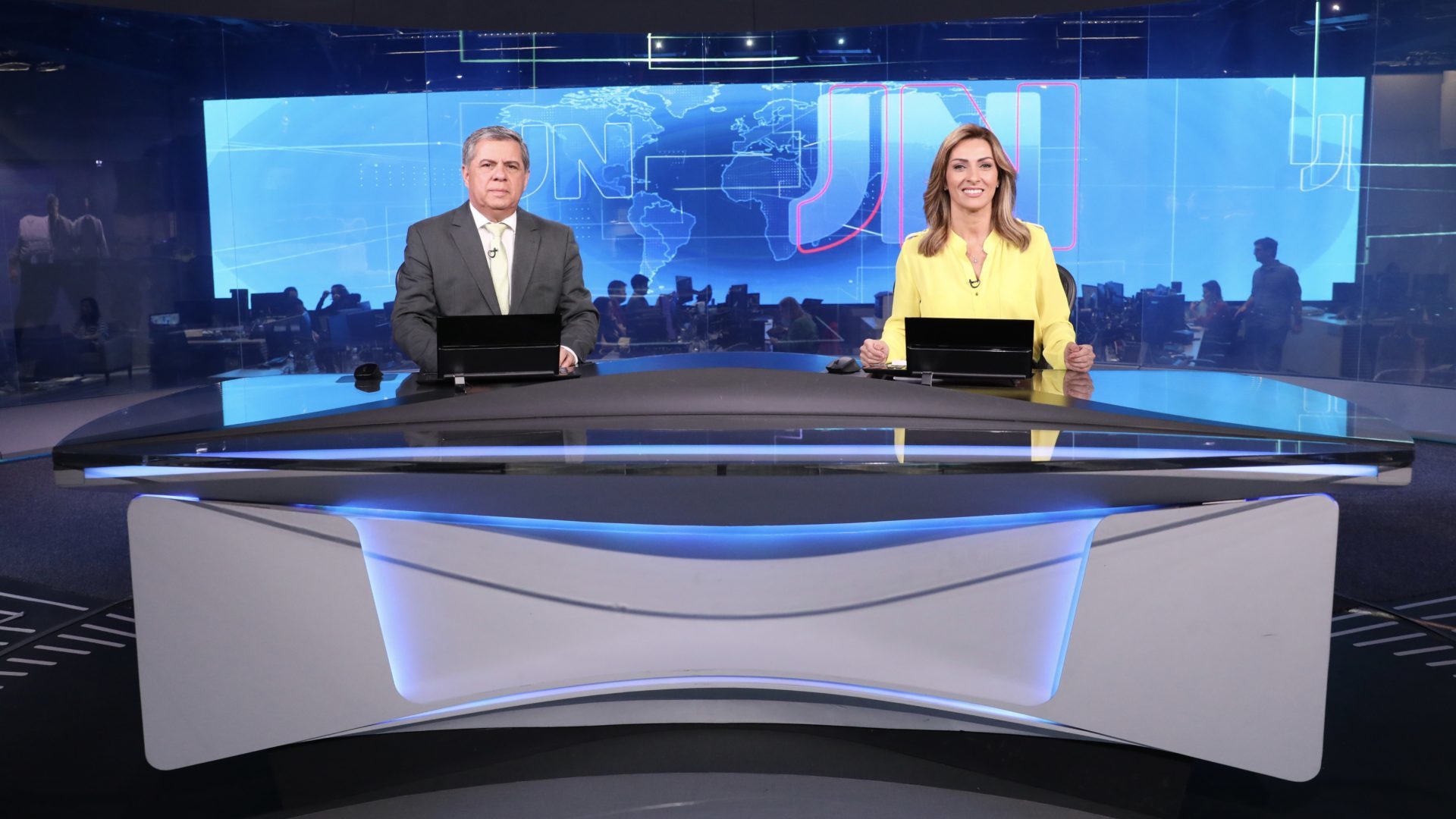 Mário Motta e Lídia Pace no Jornal Nacional