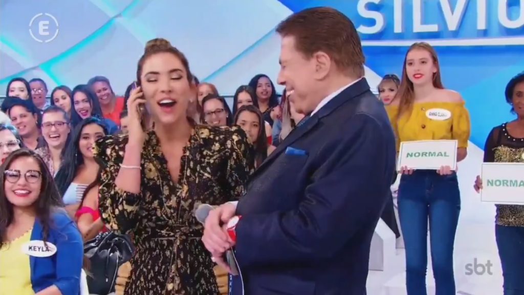 Patrícia Abravanel e Silvio Santos durante Jogo dos Pontinhos