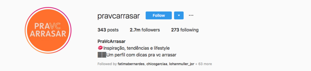 Pra Vc Arrasar, novo nome do antigo perfil de Vivi Guedes, de A Dona do Pedaço (Reprodução)