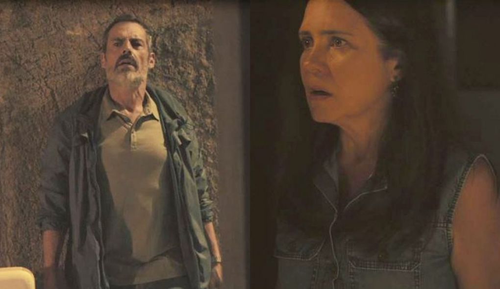 Gabo (Felipe Duarte) e Thelma (Adriana Esteves) de Amor de Mãe