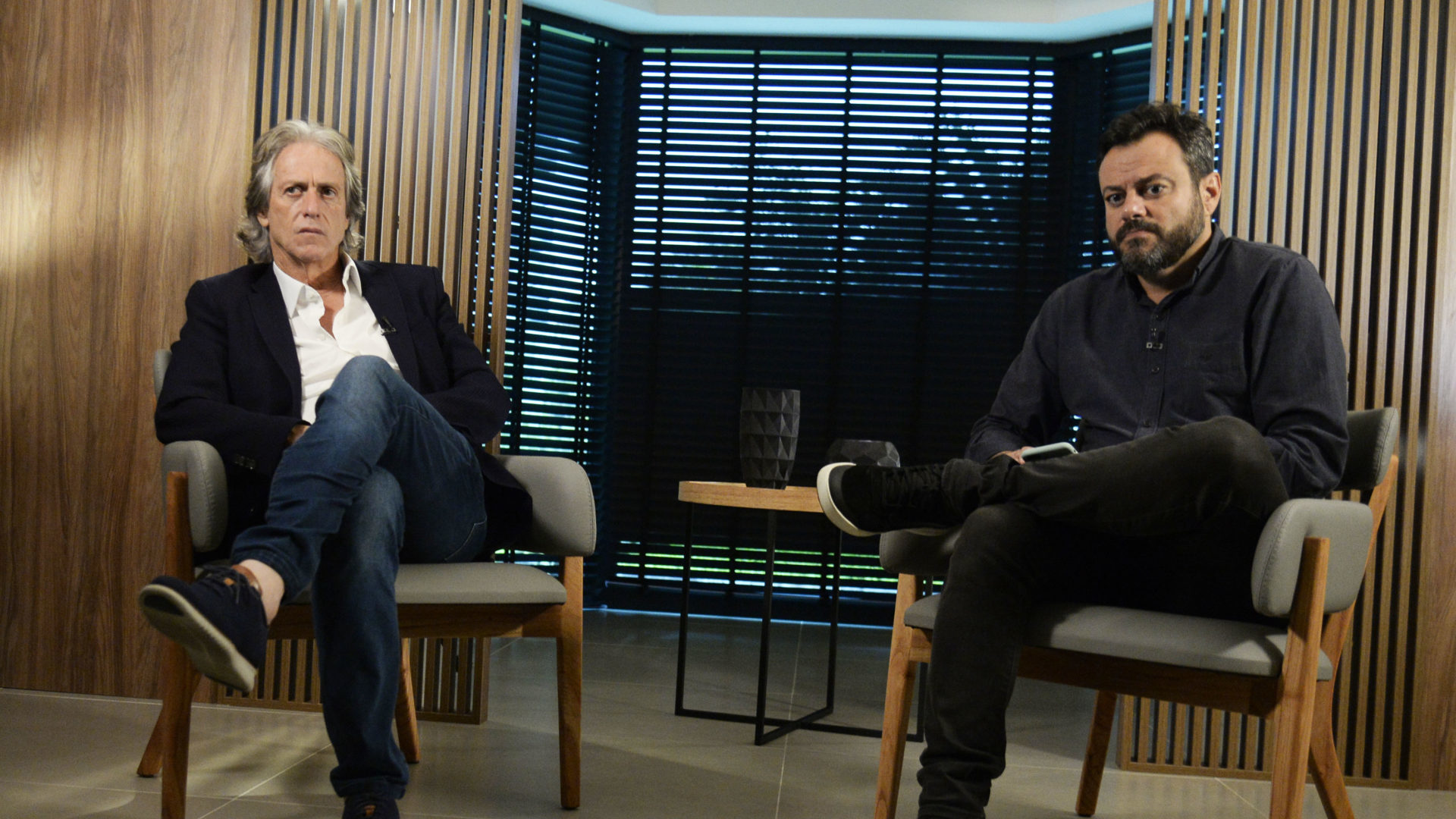 Jorge Jesus com o repórter Eric Farias no Fantástico (André Durão / Globo)