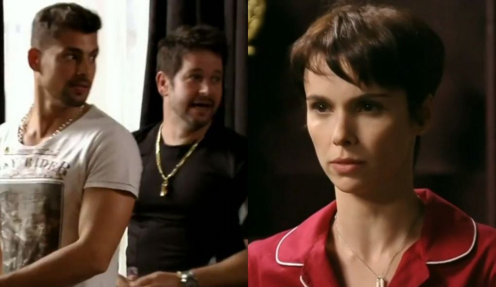Jorginho (Cauã Reymond), Tufão (Murilo Benício) e Nina (Débora Falabella) de Avenida Brasil