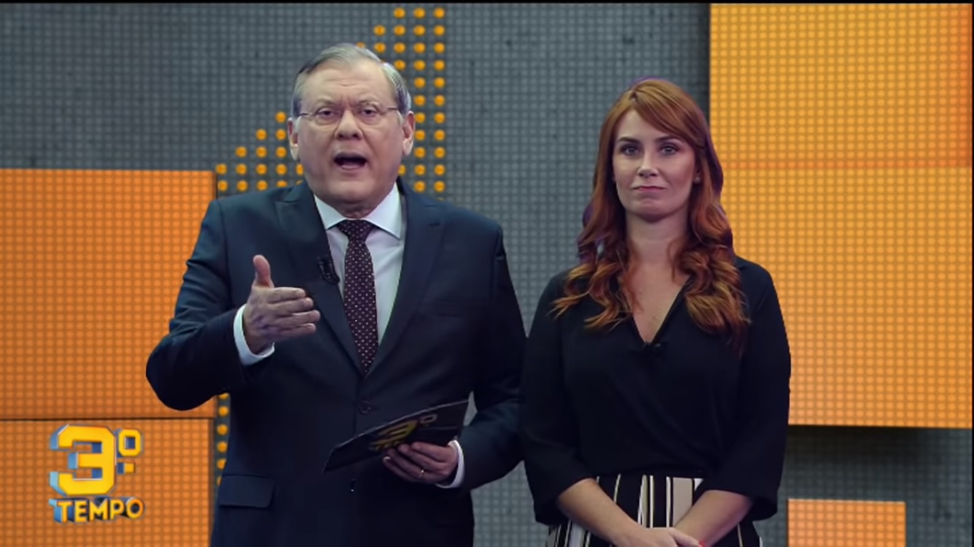 Milton Neves e Larissa Erthal no Terceiro Tempo