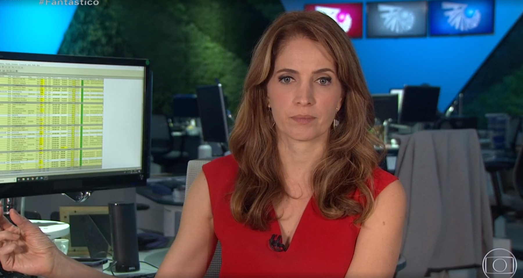 Poliana Arbitta passa por falha técnica em apresentação do Fantástico (Reprodução: TV Globo)