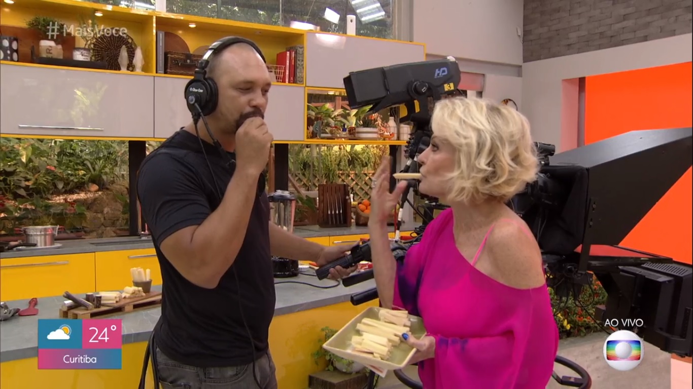 Ana Maria Braga e cinegrafista do Mais Você