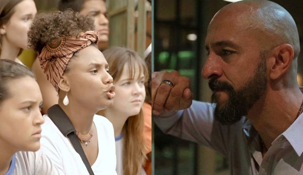 Camila (Jéssica Ellen) e Álvaro (Irandhir Santos) de Amor de Mãe