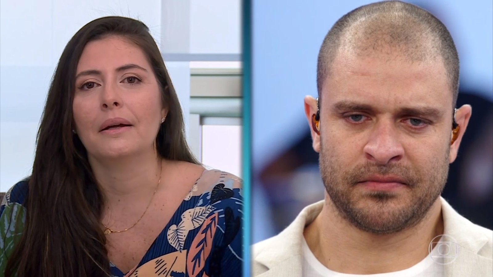 Diogo Nogueira e a irmã, Clarisse, no Domingão do Faustão (Reprodução / Globo)