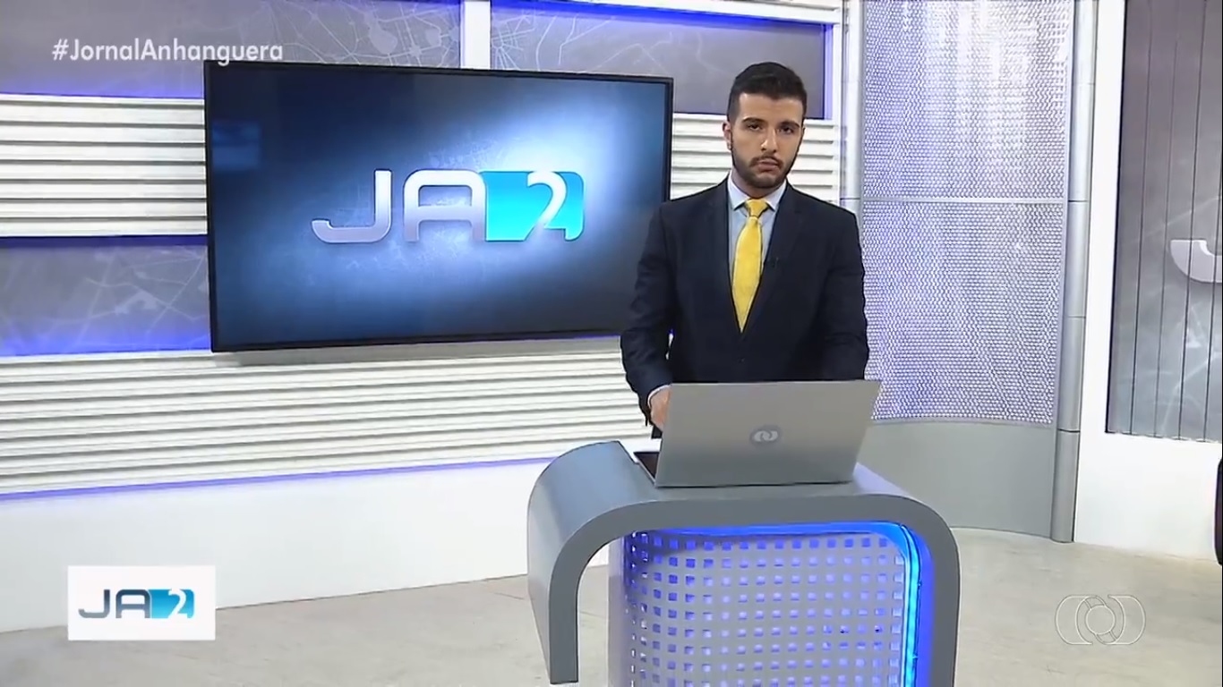 Matheus Ribeiro no Jornal Anhanguera 2ª Edição, da TV Anhanguera, afiliada da Globo em Goiás