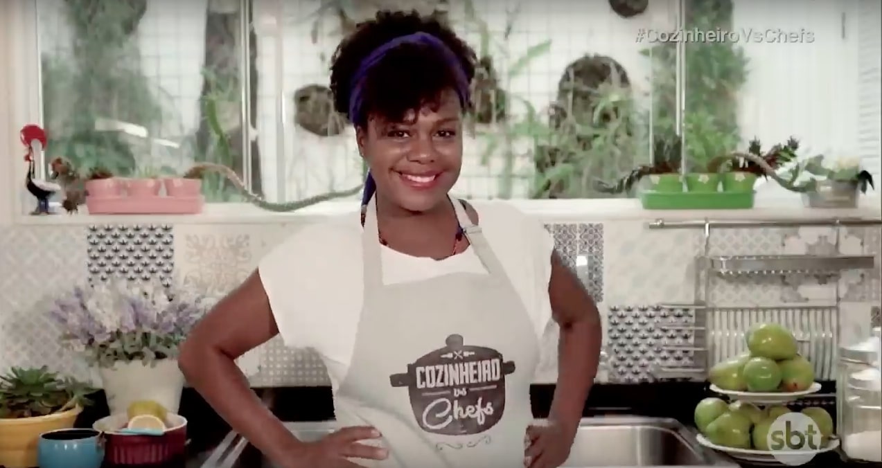 Juliana Rios, no programa Cozinheiro vs Chef, do SBT: assaltada junto com a família no Rio de Janeiro nesta terça (Reprodução/SBT)