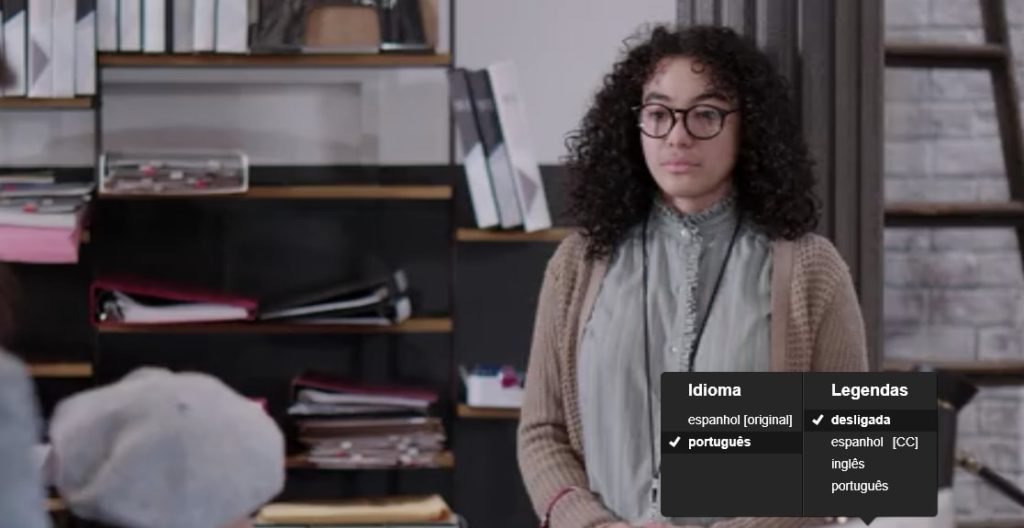 Opção de dublagem de Betty A Feia em NY na Netflix (Reprodução/Netflix)