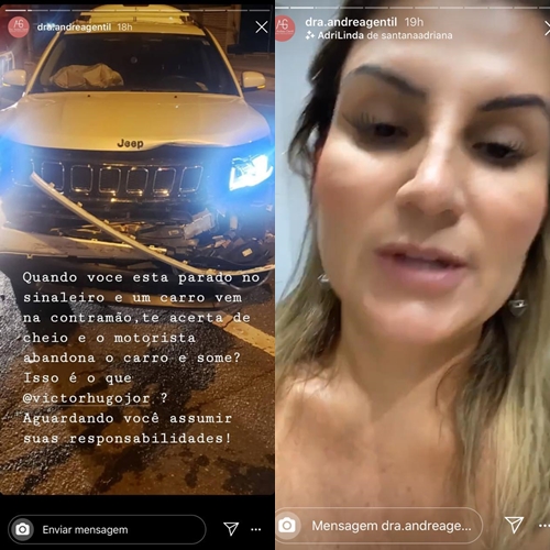 Andrea Gentil falou sobre o acidente nas redes sociais