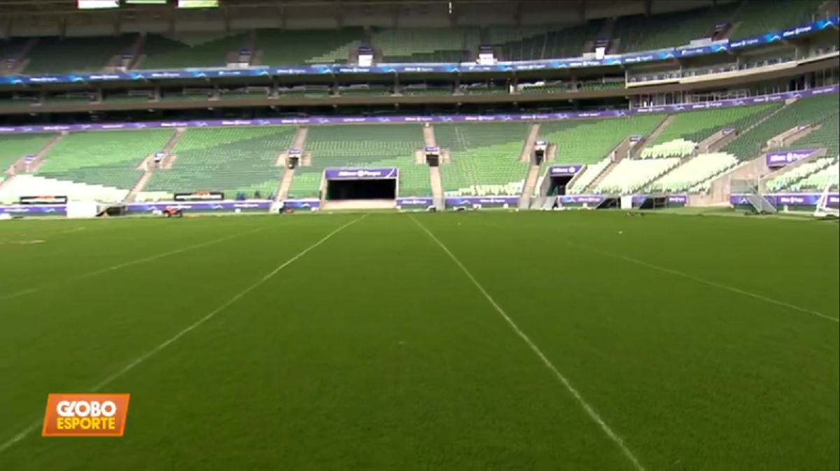 Globo Esporte mostra palco do jogo do Palmeiras