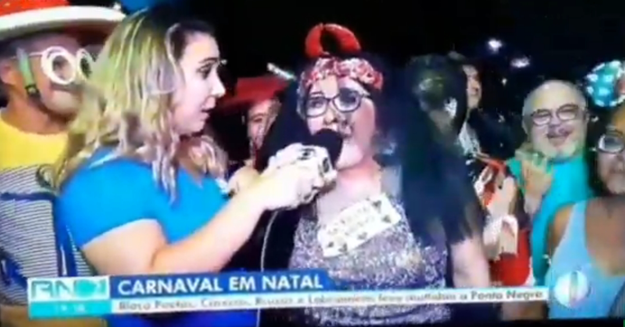 Foliã fala palavrão ao vivo na Globo (Reprodução: TV Globo)