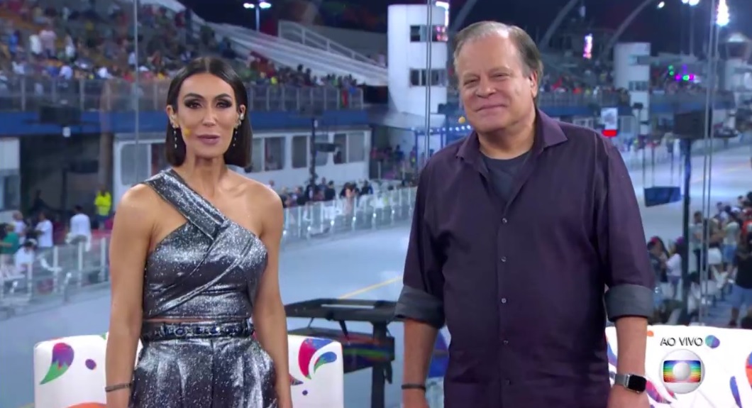 Michelle Barros e Chico Pinheiro na cobertura do Carnaval de SP