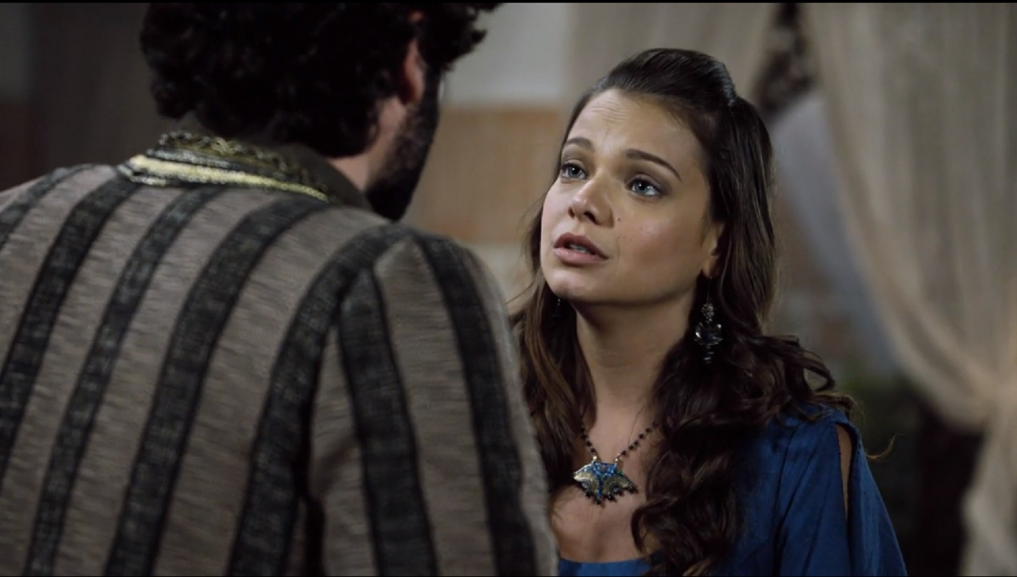 Asher (Dudu Azevedo) e Joana (Milena Toscano) em O Rico e Lázaro