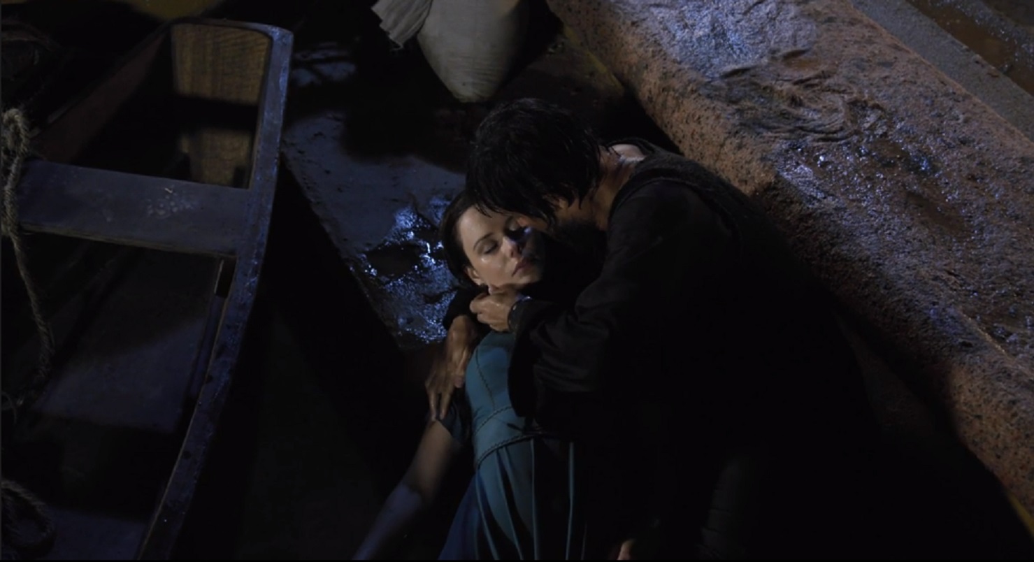 Absalom (Roger Gobeth) salvando Dana (Graziella Schimidt) em O Rico e Lázaro