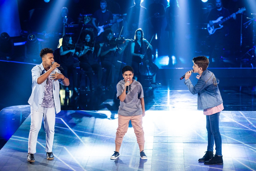 Davi Anderson, Paulo Gomiz e Venicios Melo no The Voice Kids
