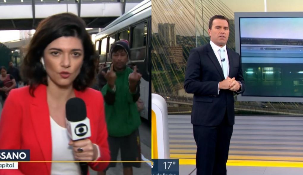 Laura Cassano e Rodrigo Bocardi no Bom Dia São Paulo, informativo da TV Globo