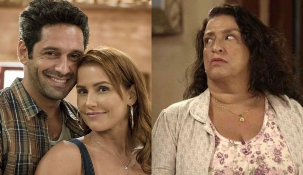 Zezinho (João Baldasserini), Alexia (Deborah Secco) e Ermelinda (Grace Gianoukas) de Salve-se Quem Puder