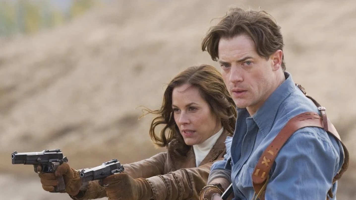 Maria Bello e Brendan Fraser em cena do filme A Múmia: Tumba do Imperador Dragão (Divulgação)