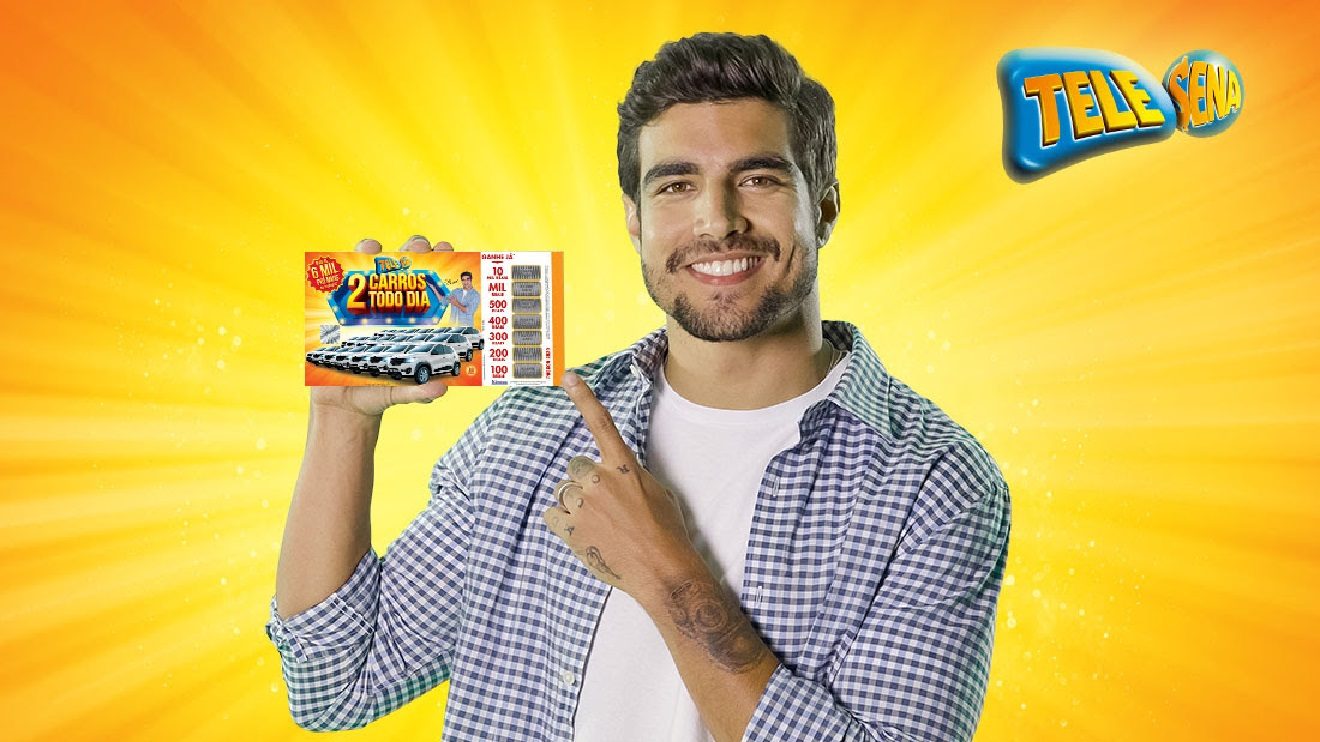 Caio Castro na campanha da Tele Sena de Páscoa (Divulgação)
