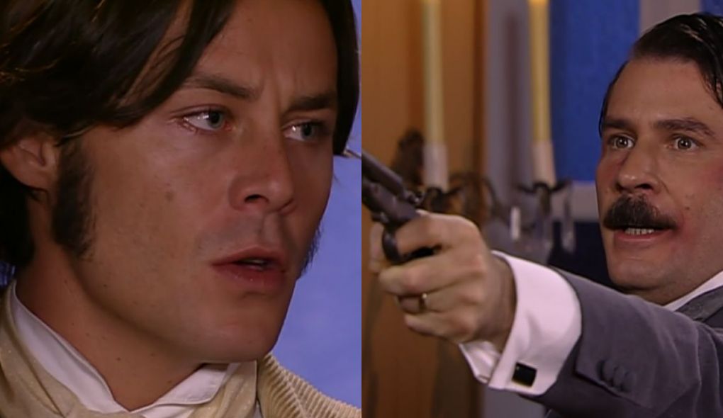 Álvaro (Theo Becker) e Leôncio (Leopoldo Pacheco) de A Escrava Isaura