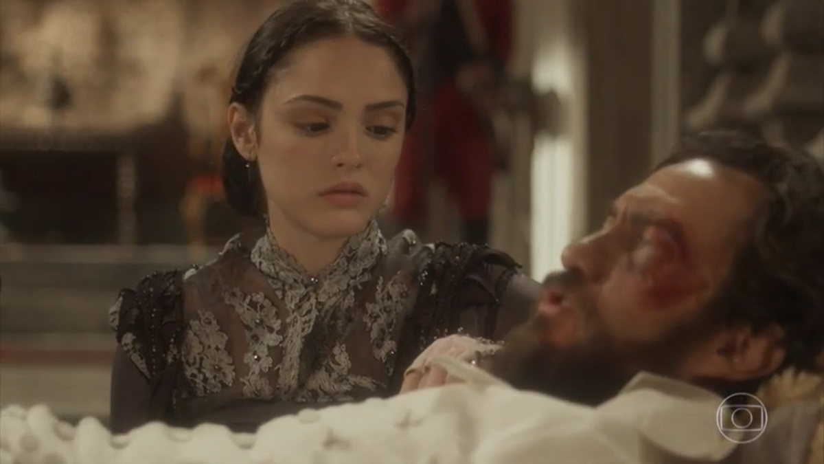 Anna (Isabelle Drummond) e Thomas (Gabriel Braga Nunes) em Novo Mundo