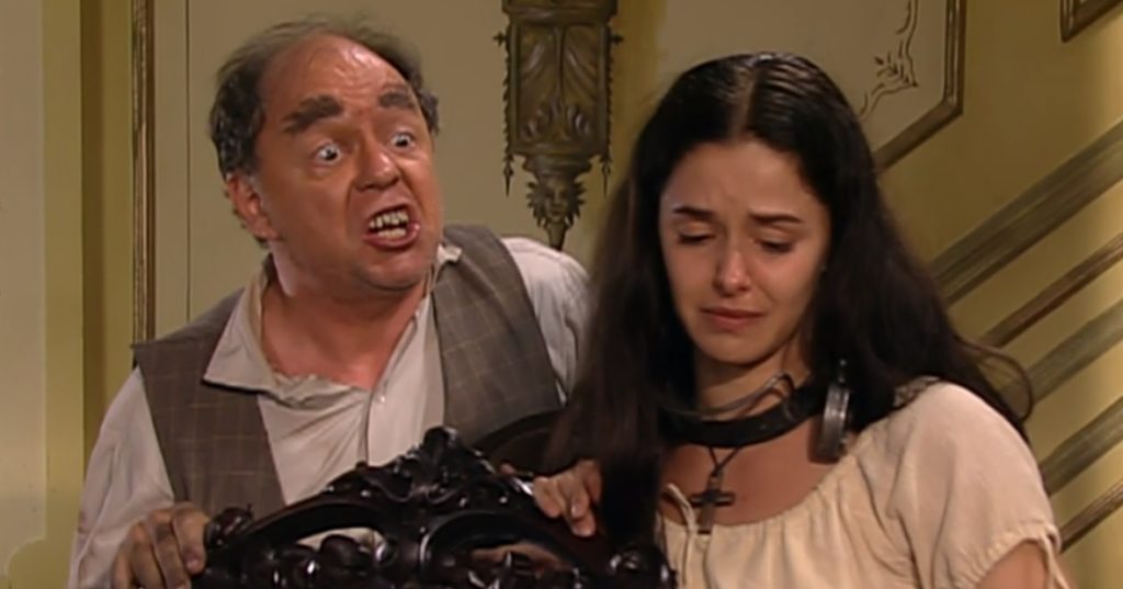 Belchior (Ewerton de Castro) e Isaura (Bianca Rinaldi) de A Escrava Isaura