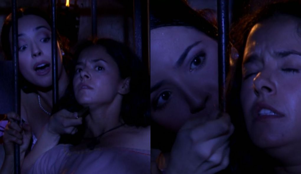 Branca (Renata Dominguez) e Isaura (Bianca Rinaldi) de A Escrava Isaura