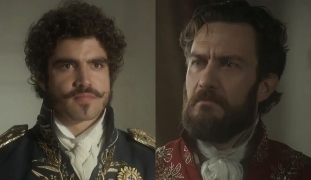Dom Pedro (Caio Castro) e Thomas (Gabriel Braga Nunes) de Novo Mundo