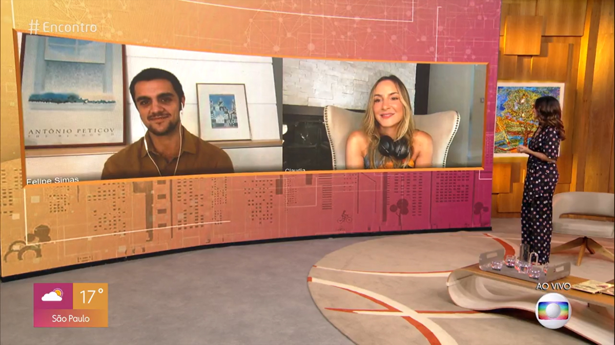 Felipe Simas, Cláudia Leitte e Fátima Bernardes no Encontro