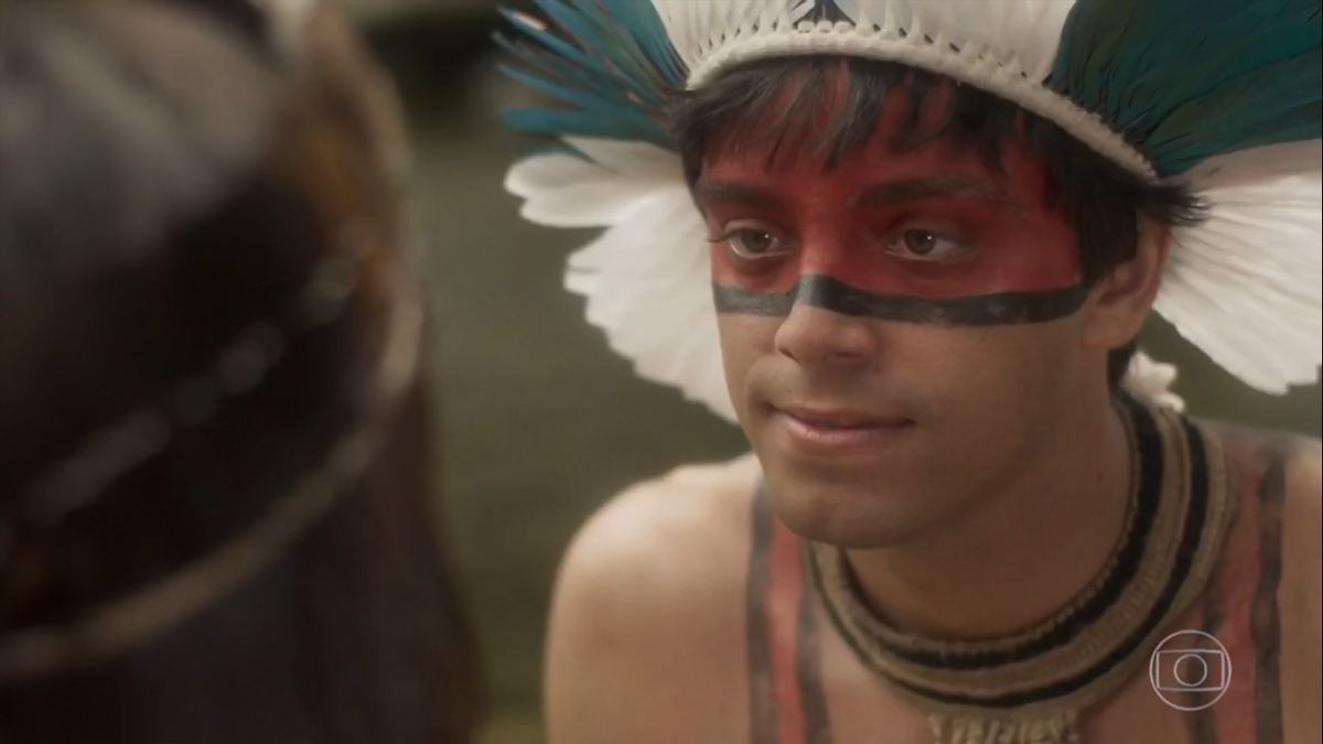 Jacira (Giullia Buscacio) e Piatã (Rodrigo Simas) em Novo Mundo