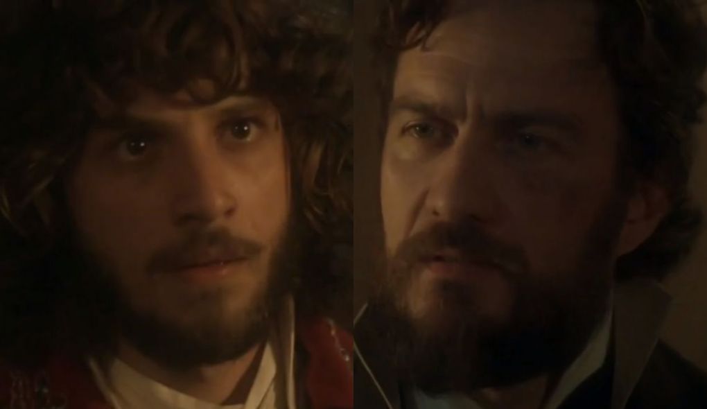 Joaquim (Chay Suede) e Thomas (Gabriel Braga Nunes) de Novo Mundo